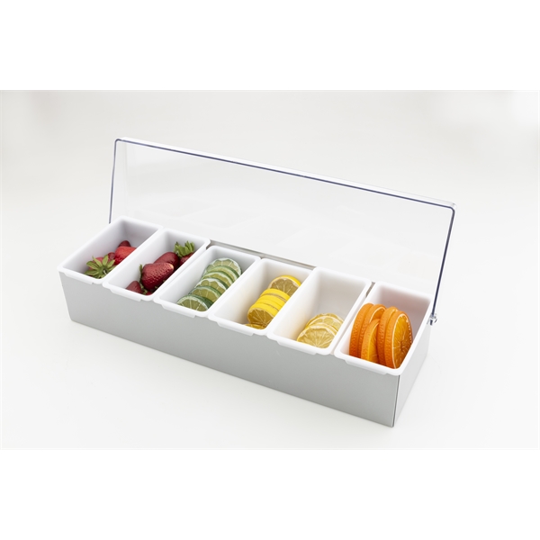 17.5" x 5.25" x 3.5" stainless steel condiment caddy with clear... from ASI 62677 iline PROMO (The Innovative Line) / iline PROMO (The Innovative Line)