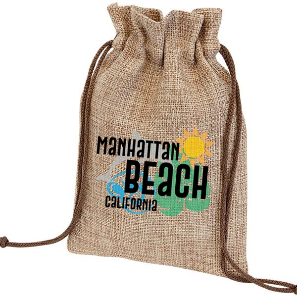 Custom Sublimated 6 1/4" x 9" Burlap Draw String Burlap Bag.... from ASI 62635 Inno-Vative Solutions Grp LTD