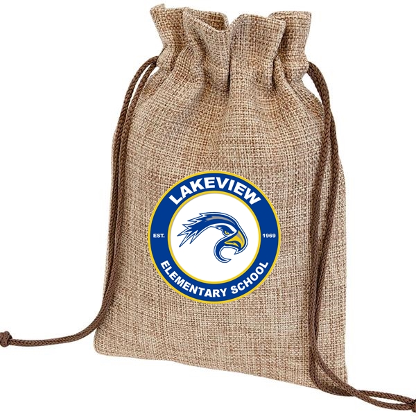 Custom Sublimated 6 1/4" x 9" Burlap Draw String Burlap Bag.... from ASI 62635 Inno-Vative Solutions Grp LTD