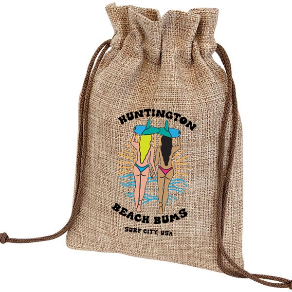 Custom Sublimated 6 1/4" x 9" Burlap Draw String Burlap Bag.... from ASI 62635 Inno-Vative Solutions Grp LTD