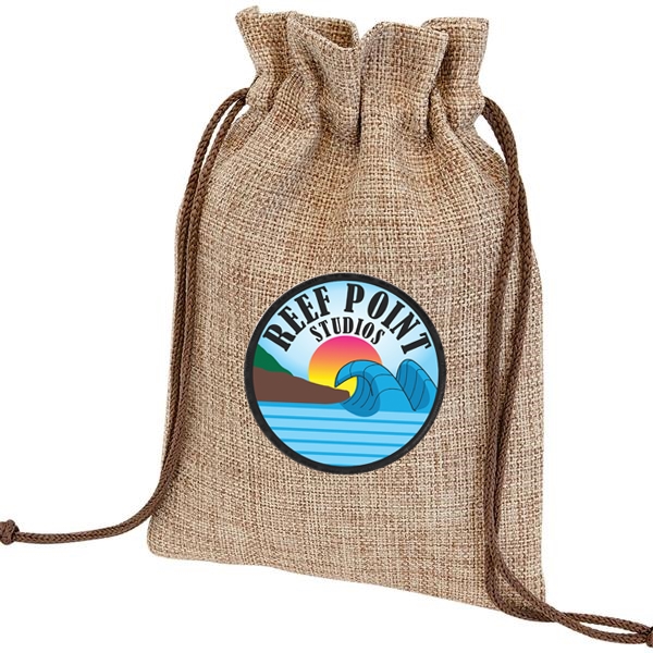 Custom Sublimated 6 1/4" x 9" Burlap Draw String Burlap Bag.... from ASI 62635 Inno-Vative Solutions Grp LTD