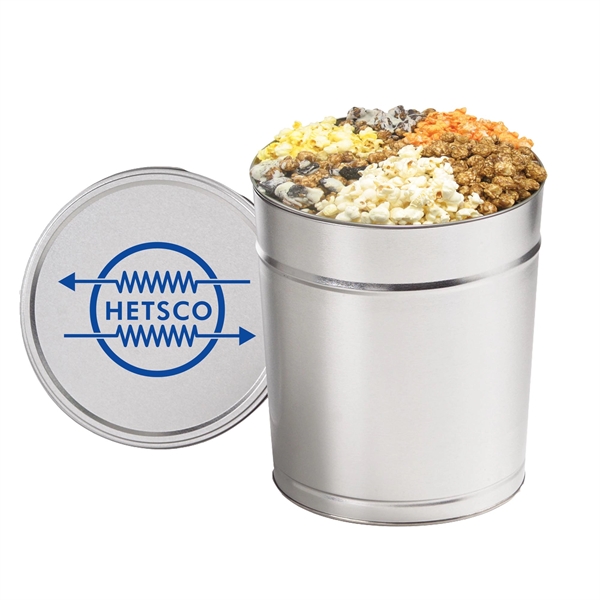 Deluxe popcorn sampler with six flavors in a 3.5 gallon tin.... from ASI 71685 Midnite Snax®
