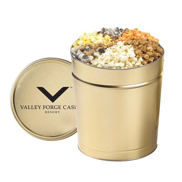 Deluxe popcorn sampler with six flavors in a 3.5 gallon tin.... from ASI 71685 Midnite Snax®
