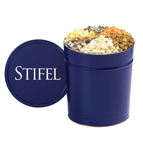 Deluxe popcorn sampler with six flavors in a 3.5 gallon tin.... from ASI 71685 Midnite Snax®