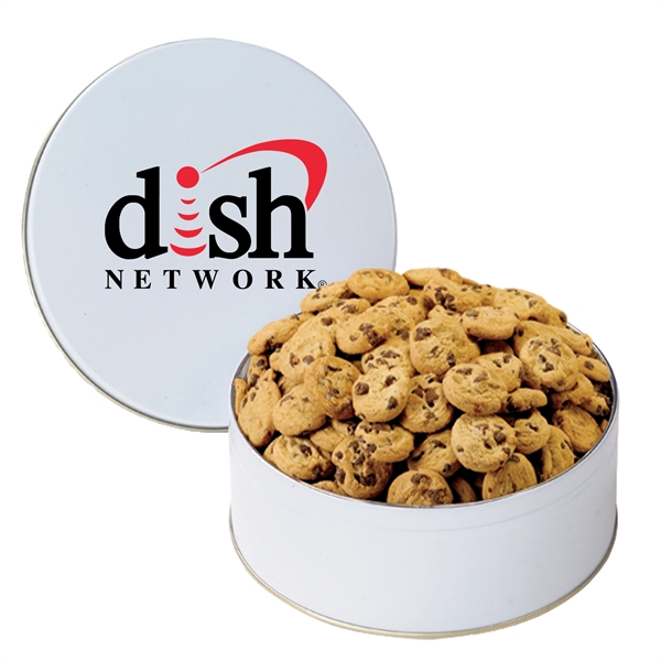 Medium sized snack tin filled with gourmet mini chocolate chip cookies... from ASI 71685 Midnite Snax®