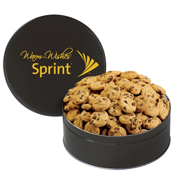 Medium sized snack tin filled with gourmet mini chocolate chip cookies... from ASI 71685 Midnite Snax®