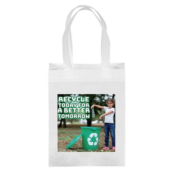Eco-friendly, recyclable R-PET Non-Woven Tote with 1" W x 14" long... from ASI 37940 Bag Makers Inc