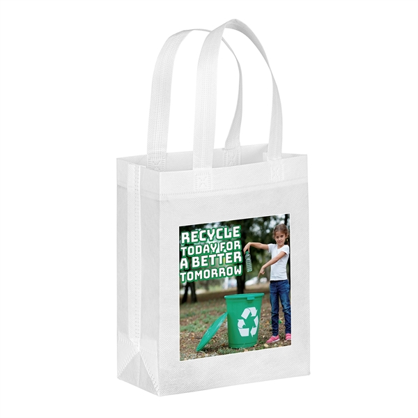 Eco-friendly, recyclable R-PET Non-Woven Tote with 1" W x 14" long... from ASI 37940 Bag Makers Inc
