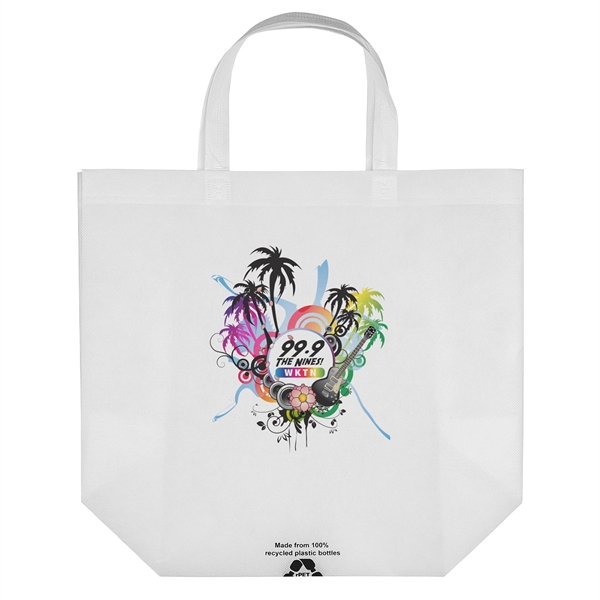 Eco-friendly, recyclable R-PET Non-Woven Tote with 1"W x 14" long handles.... from ASI 37940 Bag Makers Inc