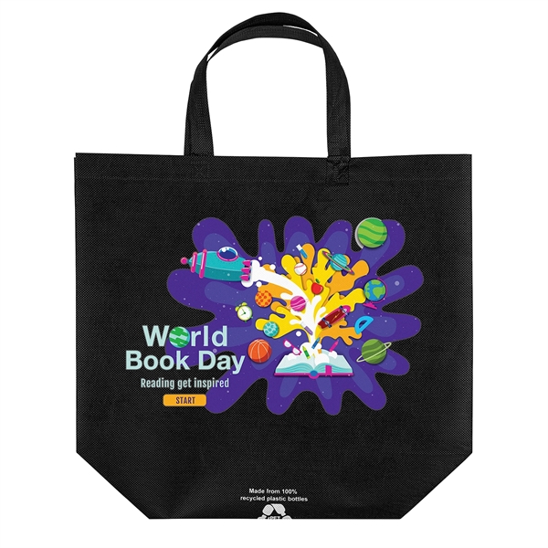 Eco-friendly, recyclable R-PET Non-Woven Tote with 1" W x 14" long... from ASI 37940 Bag Makers Inc