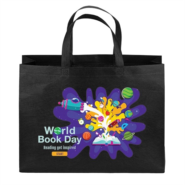 Eco-friendly, recyclable R-PET Non-Woven Tote with 1" W x 14" long... from ASI 37940 Bag Makers Inc