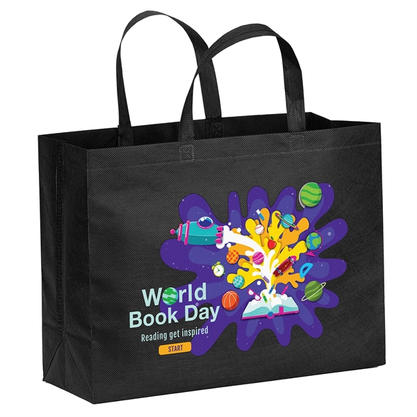 Eco-friendly, recyclable R-PET Non-Woven Tote with 1" W x 14" long... from ASI 37940 Bag Makers Inc