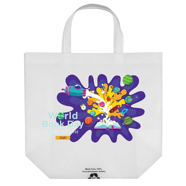Eco-friendly, recyclable R-PET Non-Woven Tote with 1" W x 14" long... from ASI 37940 Bag Makers Inc