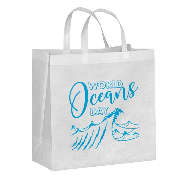 Eco-friendly, recyclable R-PET Non-Woven Tote with 1" W x 14" long... from ASI 37940 Bag Makers Inc