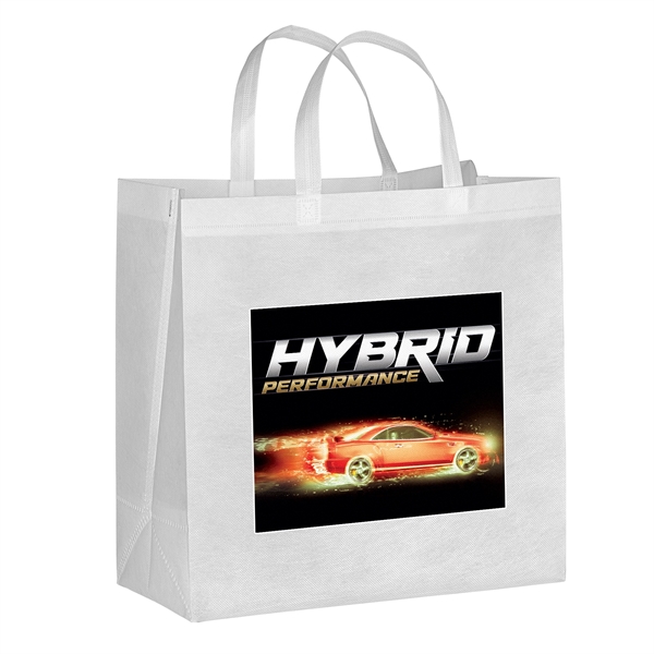 Eco-friendly, recyclable R-PET Non-Woven Tote with 1" W x 14" long... from ASI 37940 Bag Makers Inc