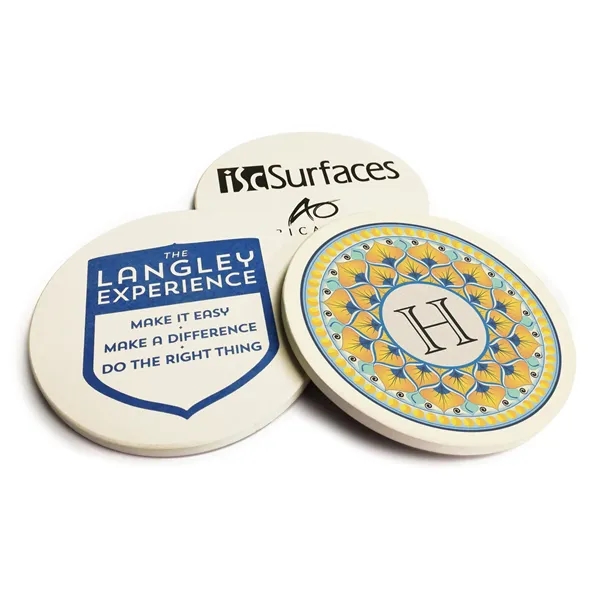 Absorbent 4" soapstone table coaster with cork backside.... from ASI 65603 Kool Trends