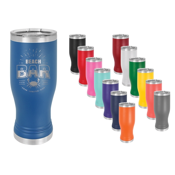 Laser-engraved insulated pilsner tumbler. Comes with a lid.... from ASI 45795 Colorguppy Printing
