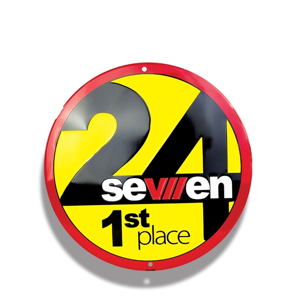 12" round sign made of embossed aluminum with two holes for... from ASI 50120 Dixie Seal & Stamp Co Inc / Dixiline