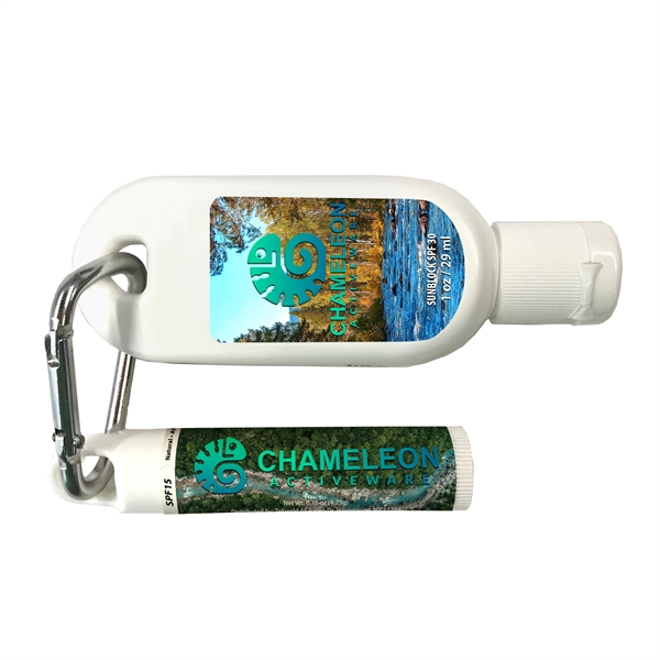 Tottle sunblock with carabiner and clip balm.... from ASI 90807 Tekweld