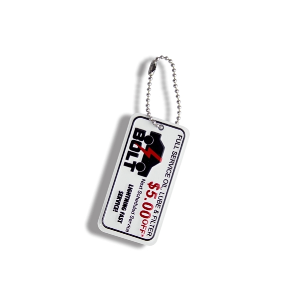 Embossed aluminum key tag with 5" ball chain.... from ASI 50120 Dixie Seal & Stamp Co Inc / Dixiline