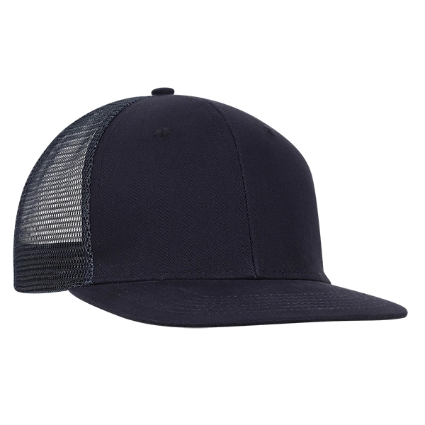 Medium Profile Solid Brushed Cotton Flat Bill with Trucker Mesh.... from ASI 80129 Quake City Caps
