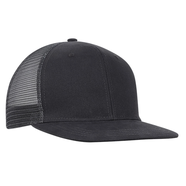 Medium Profile Solid Brushed Cotton Flat Bill with Trucker Mesh.... from ASI 80129 Quake City Caps