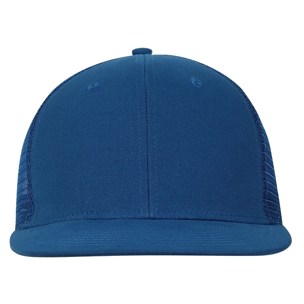 Medium Profile Solid Brushed Cotton Flat Bill with Trucker Mesh.... from ASI 80129 Quake City Caps