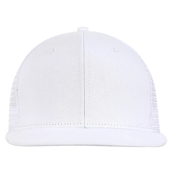Medium Profile Solid Brushed Cotton Flat Bill with Trucker Mesh.... from ASI 80129 Quake City Caps