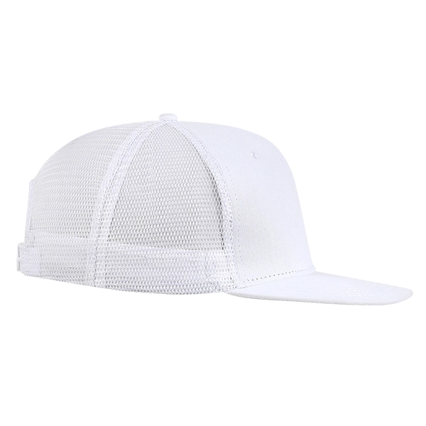 Medium Profile Solid Brushed Cotton Flat Bill with Trucker Mesh.... from ASI 80129 Quake City Caps