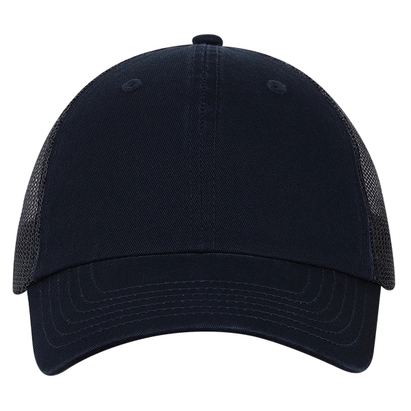 Low profile unstructured laundered organic cotton with trucker mesh cap.... from ASI 80129 Quake City Caps