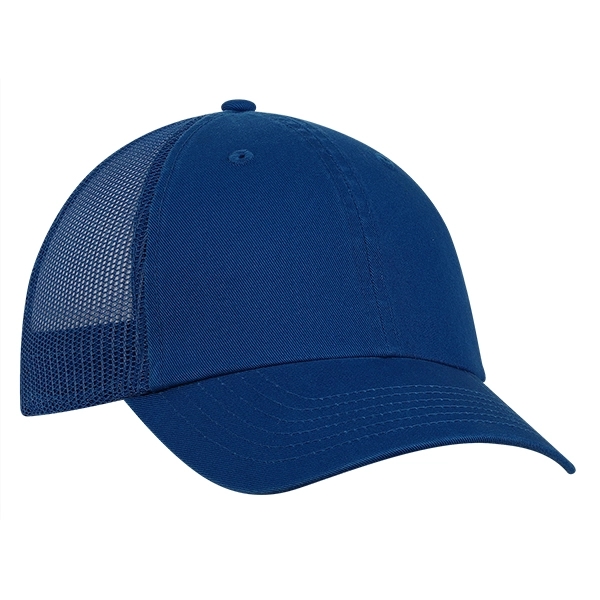 Low profile unstructured laundered organic cotton with trucker mesh cap.... from ASI 80129 Quake City Caps