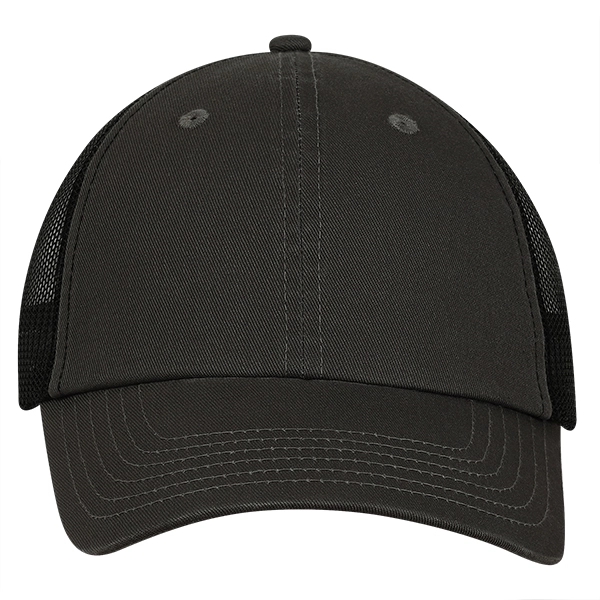 Low profile unstructured laundered organic cotton with trucker mesh cap.... from ASI 80129 Quake City Caps