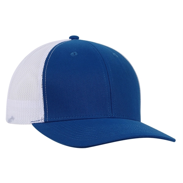 Polyester made deluxe RPET brushed twill with trucker mesh cap.... from ASI 80129 Quake City Caps