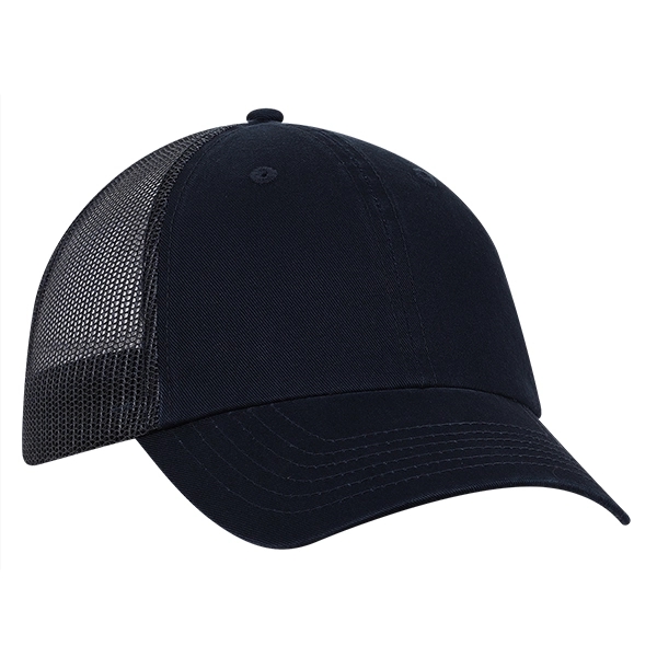 Low profile unstructured laundered organic cotton with trucker mesh cap.... from ASI 80129 Quake City Caps