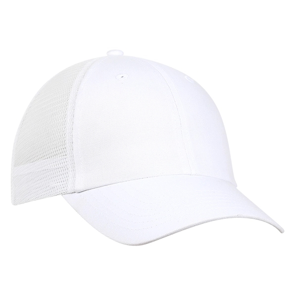 Low profile unstructured laundered organic cotton with trucker mesh cap.... from ASI 80129 Quake City Caps