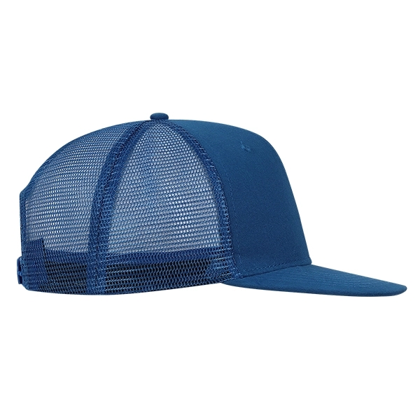 Medium Profile Solid Brushed Cotton Flat Bill with Trucker Mesh.... from ASI 80129 Quake City Caps