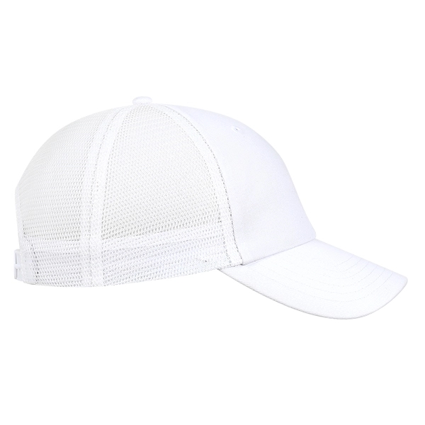 Low profile unstructured laundered organic cotton with trucker mesh cap.... from ASI 80129 Quake City Caps