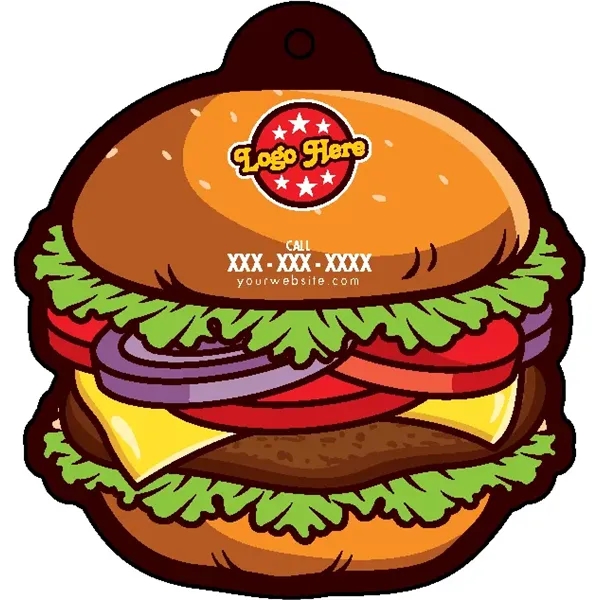 Burger shaped acrylic keychain with 1" split ring and customization.... from ASI 72521 Morris Magnets / Laser Cuts