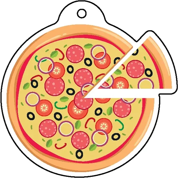 Pizza shaped acrylic keychain with 1" split ring and customization.... from ASI 72521 Morris Magnets / Laser Cuts