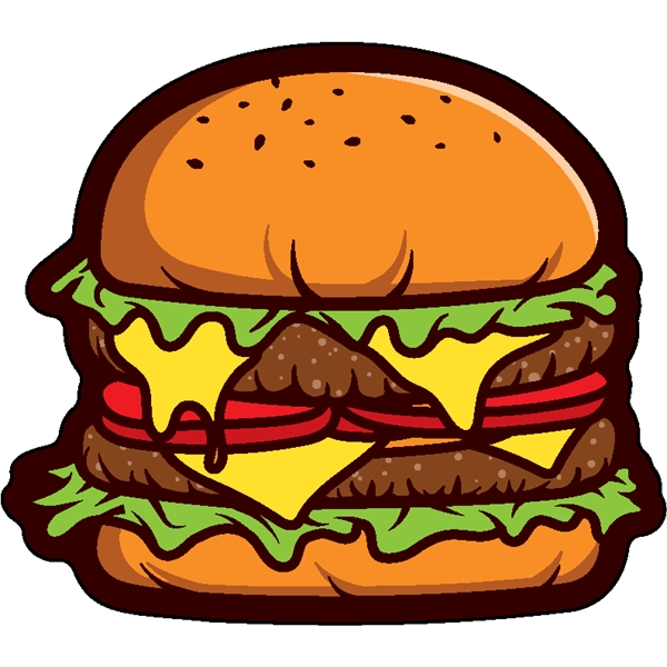 1/4" thick acrylic magnets with hamburger stock shape and full color... from ASI 72521 Morris Magnets / Laser Cuts