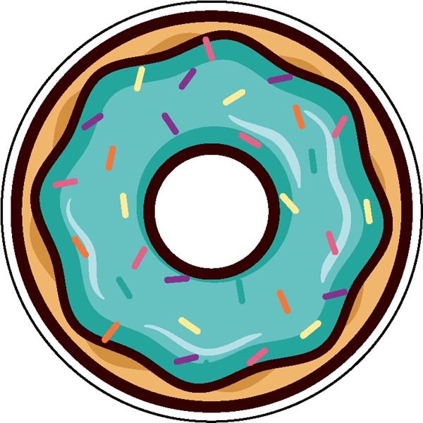 1/4" thick acrylic magnets with donut stock shape and full color... from ASI 72521 Morris Magnets / Laser Cuts
