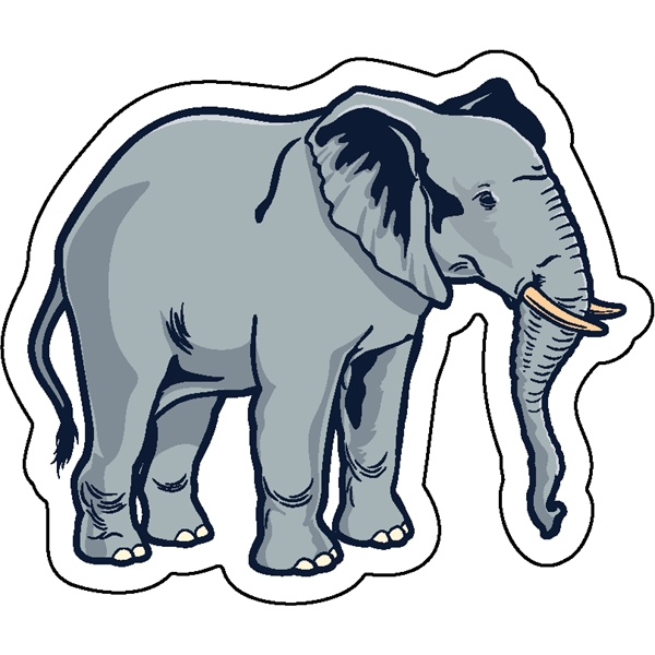 1/4" thick acrylic magnets with elephant stock shape and full color... from ASI 72521 Morris Magnets / Laser Cuts