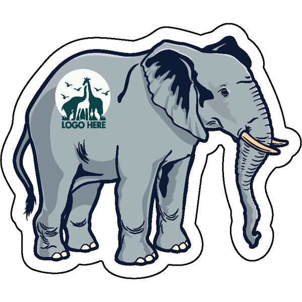1/4" thick acrylic magnets with elephant stock shape and full color... from ASI 72521 Morris Magnets / Laser Cuts
