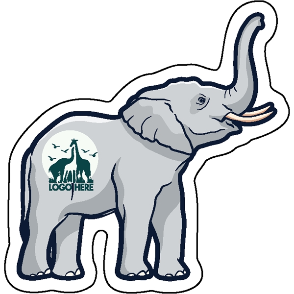 1/4" thick acrylic magnets with elephant stock shape and full color... from ASI 72521 Morris Magnets / Laser Cuts