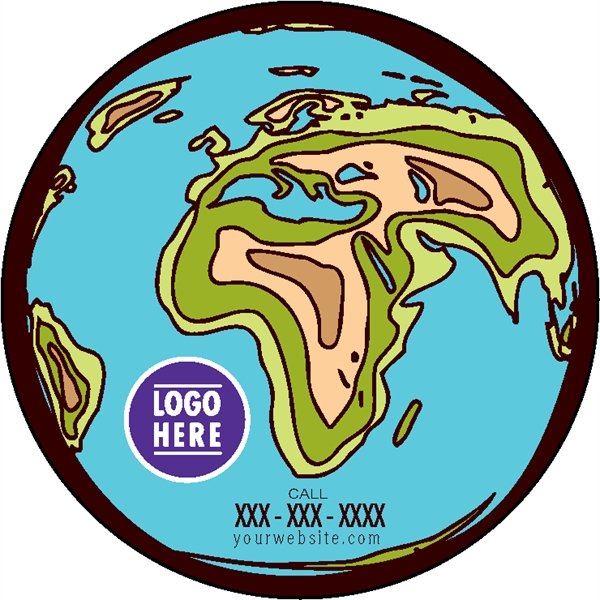 1/4" thick acrylic magnet with globe stock shape and full color... from ASI 72521 Morris Magnets / Laser Cuts