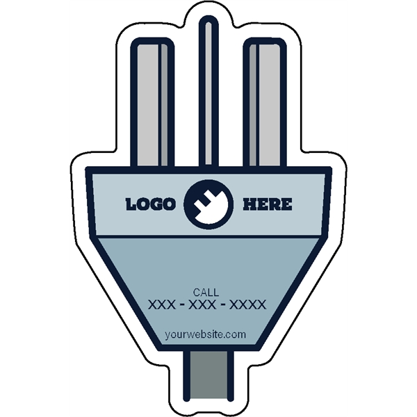 1/4" thick acrylic magnet with electrical plug stock shape and full... from ASI 72521 Morris Magnets / Laser Cuts