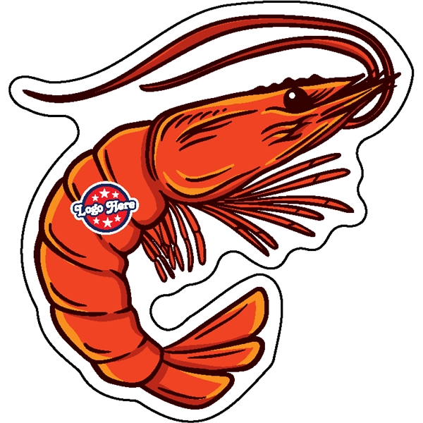 1/4" thick acrylic magnet with shrimp stock shape and full color... from ASI 72521 Morris Magnets / Laser Cuts