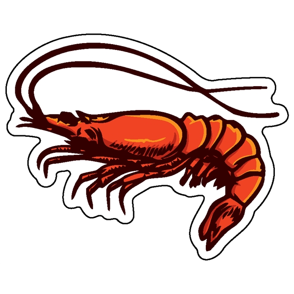 1/4" thick acrylic magnet with shrimp stock shape and full color... from ASI 72521 Morris Magnets / Laser Cuts