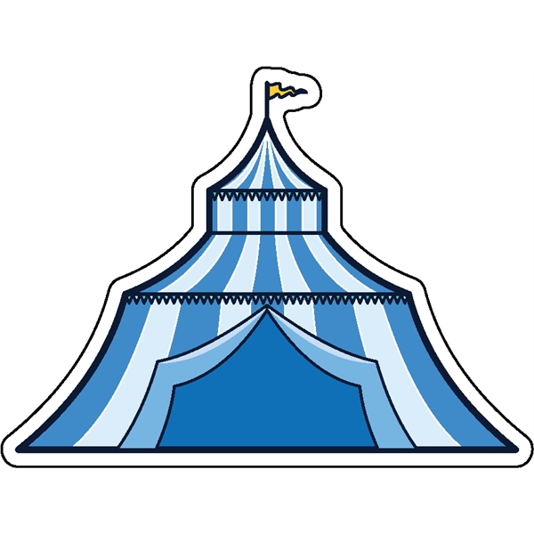 1/4" thick acrylic magnet with circus tent shape and full color... from ASI 72521 Morris Magnets / Laser Cuts