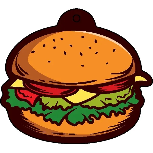 Burger shaped acrylic keychain with 1" split ring and customization.... from ASI 72521 Morris Magnets / Laser Cuts